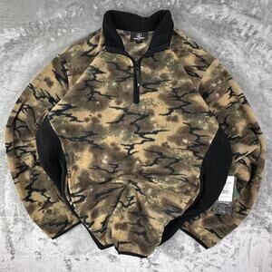 Deadstock Volcom Error 92 Dark Khaki Camo 1/4-zip Fleece Pullover Sweatshirt M